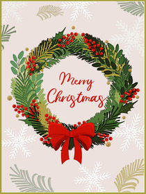 Merry Christmas Wreath Greeting Card