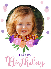Floral Circle Birthday Photo Card
