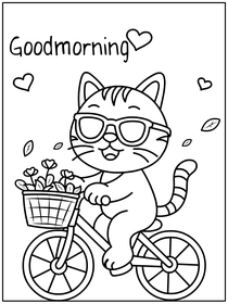 Good Morning Cat on Bicycle
