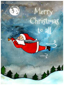 Flying Santa Christmas Greeting Card