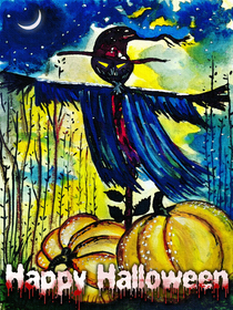 Witch on Broomstick Halloween Card