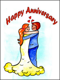 Happy Anniversary Couple in Clouds