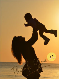 Mother and Child Beach Silhouette