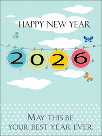 Happy New Year 2026 Greeting Card