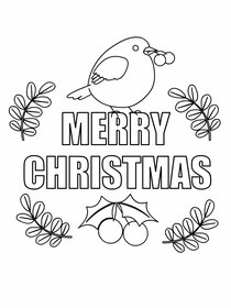 Merry Christmas Robin Coloring Card