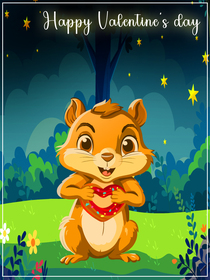 Happy Valentine's Day Cute Squirrel