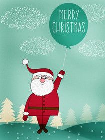 Cheerful Santa with Balloon