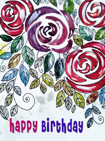 Colorful Roses Happy Birthday Card
