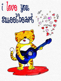 Love You Sweetheart Guitar Cat