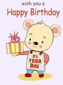 Happy Birthday Cute Bear with Gift