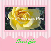 Pink Striped Thank You Card with Yellow Rose