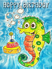 Happy Birthday Seahorse Greeting Card