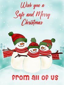 Safe and Merry Christmas Snowman Family