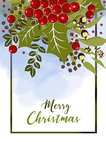 Merry Christmas Red Berries Card