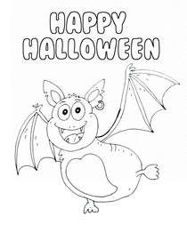 Happy Halloween Bat Coloring Card