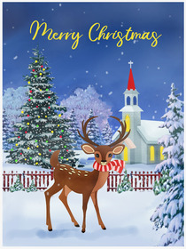 Classic Christmas Reindeer Holiday Card