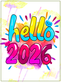 Hello 2026 New Year Greeting Card