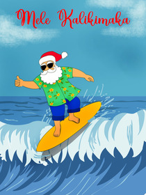 Mele Kalikimaka Surfing Santa