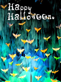 Happy Halloween Glowing Bats Card