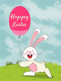 Happy Easter Bunny Balloon Card