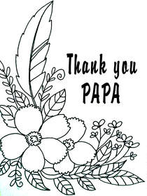 Thank You Papa Floral Coloring Card