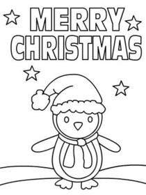 Merry Christmas Penguin Coloring Card