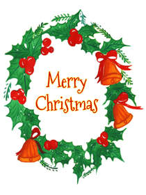 Merry Christmas Holly Wreath Greeting Card