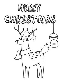 Merry Christmas Reindeer Coloring Card
